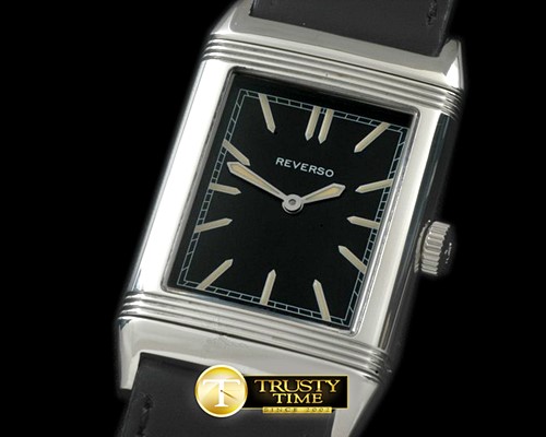 예거 르쿨트르 Reverso Classique SS/LE Black Stk Jap Qtz -JL079F