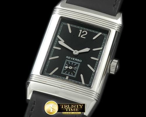 예거 르쿨트르 Reverso Classique SS/LE Black Num/Stk Jap Qtz -JL079G