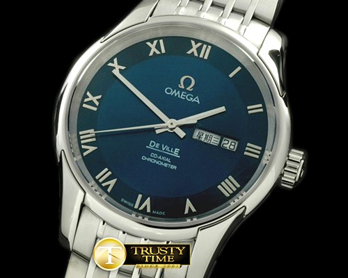 오메가 Deville Co Axial Day/Date SS/SS Blue Asian 2836 -OMG0302E