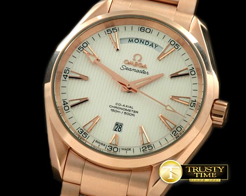 오메가 Aqua Terra Day/Date RG/RG White Swiss 2836 -OMG0303A
