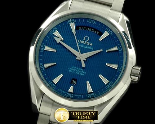 오메가 Aqua Terra Day/Date SS/SS Blue Swiss 2836 -OMG0304B