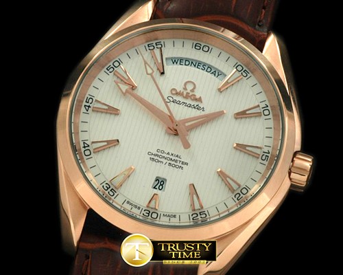 오메가 Aqua Terra Day/Date RG/LE White Swiss 2836 -OMG0305A