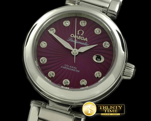 오메가 Deville Ladymatic SS/SS Purple J9105 -OMG0309B