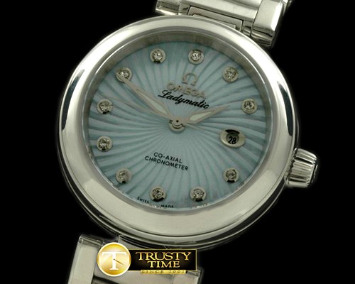 오메가 Deville Ladymatic SS/SS LBlue J9105 -OMG0313B