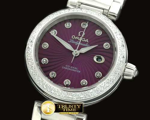 오메가 Deville Ladymatic SS/SS Purple J9105 -OMG0319B