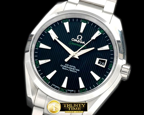 오메가 Aqua Terra Auto SS/SS Black/Green Miyota 8205 -OMG0324E