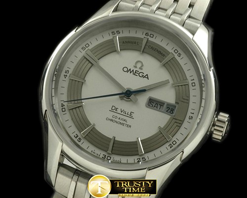 오메가 Deville Hour Vision Co Axial Day/Date SS/SS White/Gre -OMG0328A