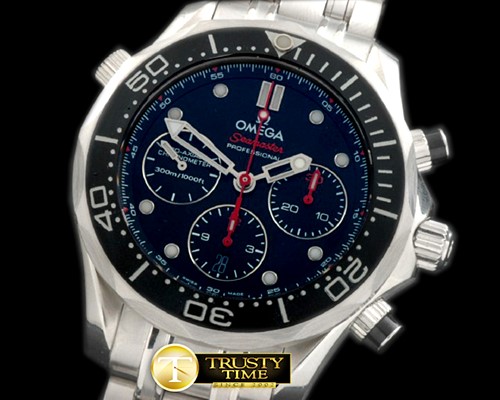 오메가 Seamaster Pro 300M Chrono SS/SS Blk/Blk A7753 -OMG0338B