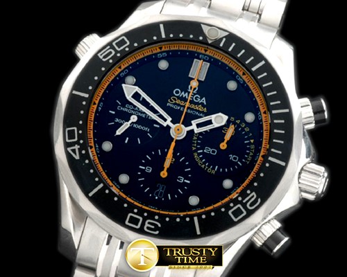 오메가 Seamaster Pro 300M Chrono SS/SS Blk/Ylw A7753 -OMG0338C