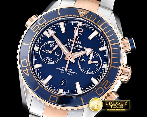 오메가 Planet Ocean Chrono RG/SS Blue Asia7750 Mod 9301 -OMG0468D