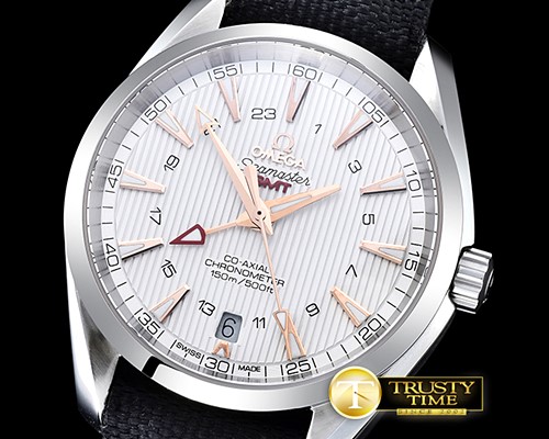 오메가 Aqua Terra GMT SS/NY Wht/Gold JHF A2824 Mod8500 -OMG0472D