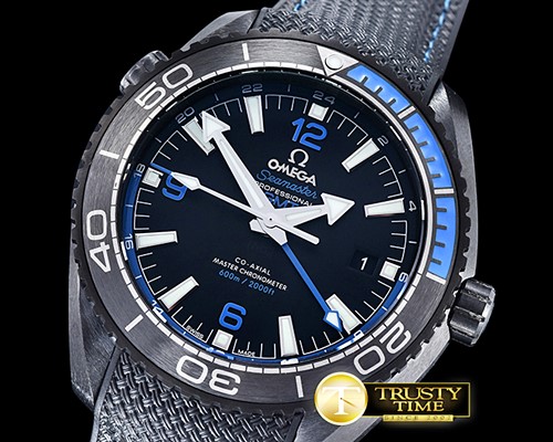 오메가 Planet Ocean Deep Black CER/RU Blue BP A2836 Mod -OMG0493A