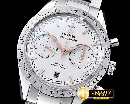 오메가 SpeedMaster '57 SS/SS Wht/RG JHF Asia 7750 Mod 9300 -OMG0495B