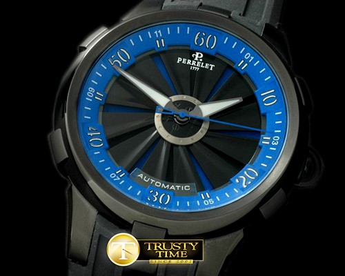 페르렛 Turbine XL PVD/RU Blk/Blue Asian 2813 Decorated -PER012