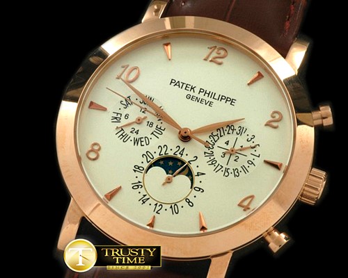파텍필립 Classic Perpetual Calendar RG/LE White Num Asian 2813 -PP0125B