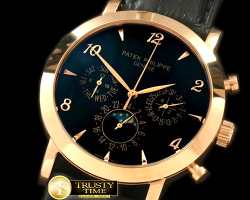 파텍필립 Classic Perpetual Calendar RG/LE Black Num Asian 2813 -PP0125C