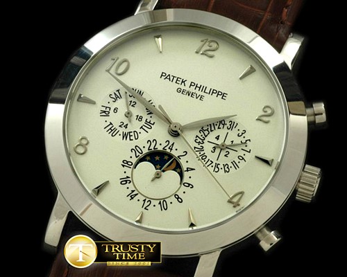 파텍필립 Classic Perpetual Calendar SS/LE White Num Asian 2813 -PP0126A