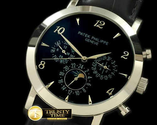 파텍필립 Classic Perpetual Calendar SS/LE Black Num Asian 2813 -PP0126C