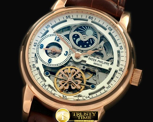 파텍필립 Skeleton Duo Time/Moon Phase RG/LE White Asian 2813 -PP0132B