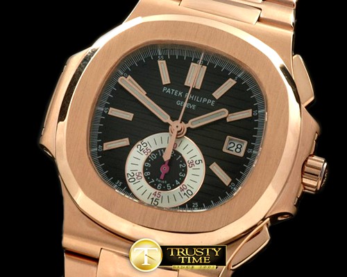 파텍필립 5980 Nautilis Chrono RG/RG Black A7750 -PP0139A