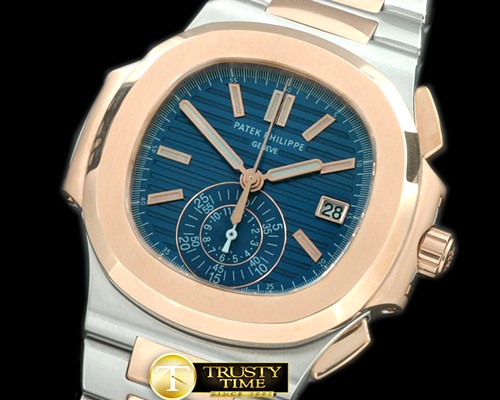 파텍필립 5980 Nautilis Chrono RG/SS Blue A7750 -PP0150C
