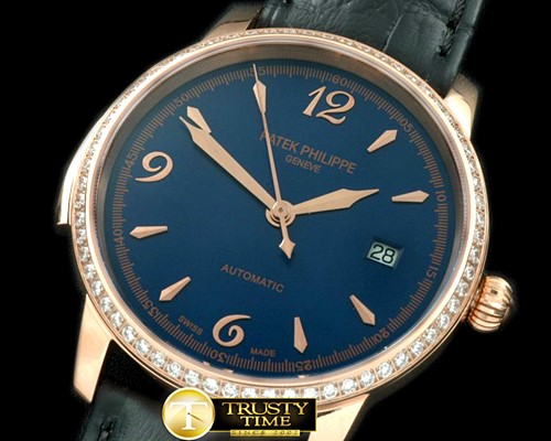 파텍필립 Calatrava Automatic RG/LE Blue Num Asian 2824 -PP0151E
