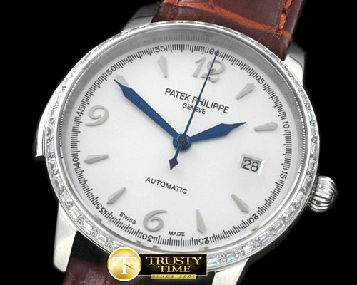 파텍필립 Calatrava Automatic SS/LE White Num Asian 2824 -PP0152B