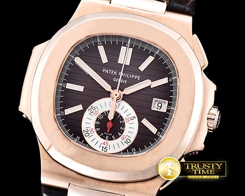 파텍필립 5980 Nautilis Chrono 18K Wrapped RG/LE Brown BP A7750 -PP0210A