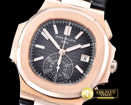 파텍필립 5980 Nautilis Chrono 18K Wrapped RG/LE Black BP A7750 -PP0210B