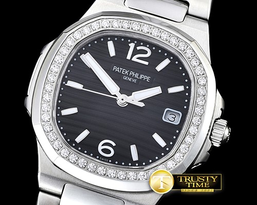 파텍필립 Nautilus 7010 Ladies SS/SS Diams BlkSwiss Qtz -PP0215A