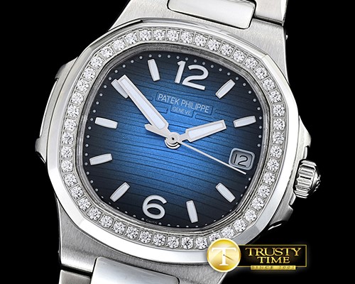 파텍필립 Nautilus 7010 Ladies SS/SS Diams BlueSwiss Qtz -PP0215B