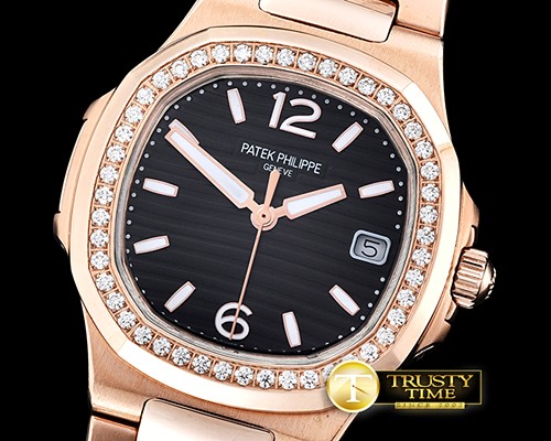 파텍필립 Nautilus 7010 Ladies RG/RG Diams BlackSwiss Qtz -PP0216B
