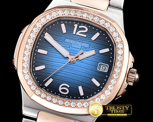 파텍필립 Nautilus 7010 Ladies RG/SS Diams BlueSwiss Qtz -PP0217B
