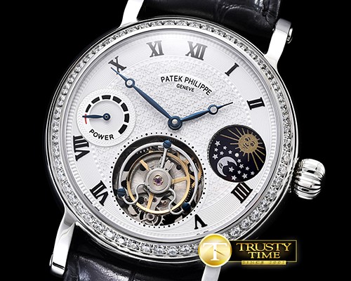 파텍필립 MoonPhase PR Tourb Diam SS/LE WhtAsia HW Tourbillon -PP0220A