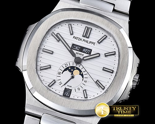 파텍필립 Nautilus GMT MoonPhase SS/SS White Asia 23J Calendar -PP0235