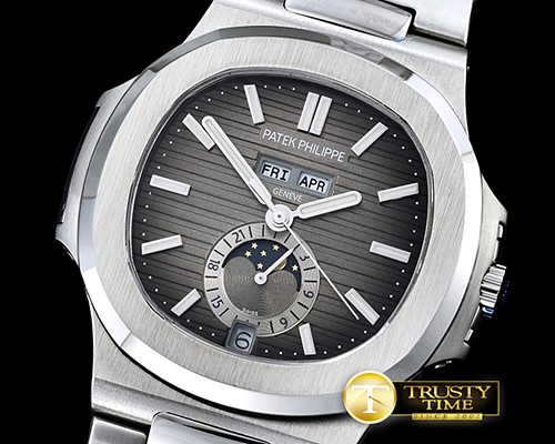 파텍필립 Nautilus GMT MoonPhase SS/SS Grey Asia 23J Calendar -PP0242A