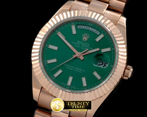 롤렉스 President/Fluted RG Green Sticks Asian Clone 2836 -R2DD0193A