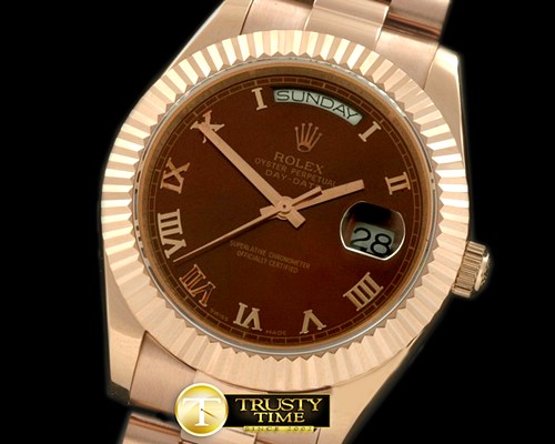 롤렉스 President/Fluted RG Brown Roman Asian Clone 2836 -R2DD0194