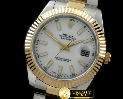 롤렉스 SS/YG Oyster Fluted PWhite Sticks Asian Eta 28362 -R2DJ0187A