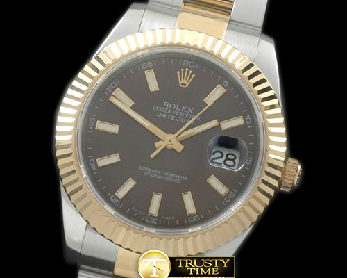 롤렉스 SS/YG Oyster Fluted Grey Sticks Asian Eta 28362 -R2DJ0187G