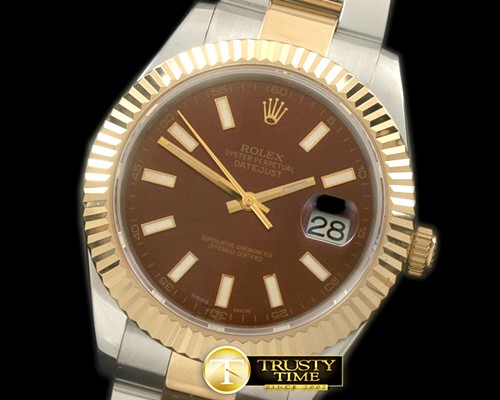롤렉스 SS/YG Oyster Fluted Brown Sticks Asian Eta 28362 -R2DJ0187J
