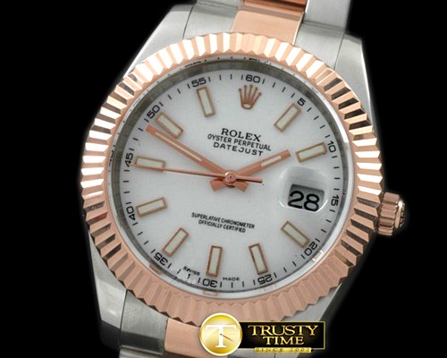 롤렉스 SS/RG Oyster Fluted PWhite Sticks Asian Eta 28362 -R2DJ0188A
