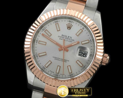 롤렉스 SS/RG Oyster Fluted White Sticks Asian Eta 28362 -R2DJ0188C