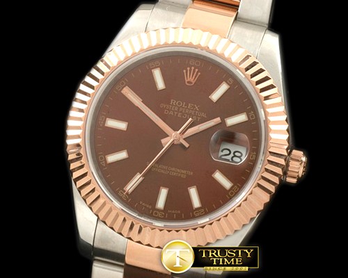 롤렉스 SS/RG Oyster Fluted Brown Sticks Asian Eta 28362 -R2DJ0188G
