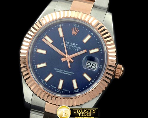 롤렉스 SS/RG Oyster Fluted Blue Sticks Asian Eta 28362 -R2DJ0188H