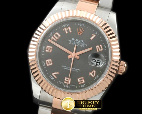 롤렉스 SS/RG Oyster Fluted Grey Num Asian Eta 28362 -R2DJ0188L