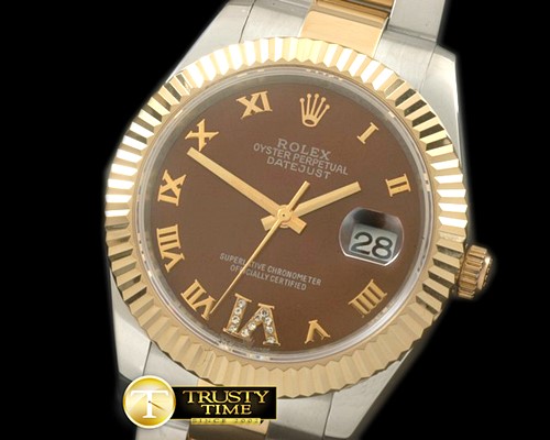 롤렉스 SS/YG Oyster Fluted Brown Roman Asian Eta 28362 -R2DJ0189D