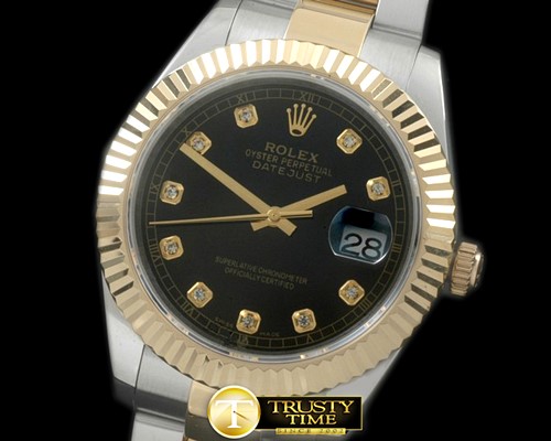 롤렉스 SS/YG Oyster Fluted Black Diam Asian Eta 28362 -R2DJ0191B