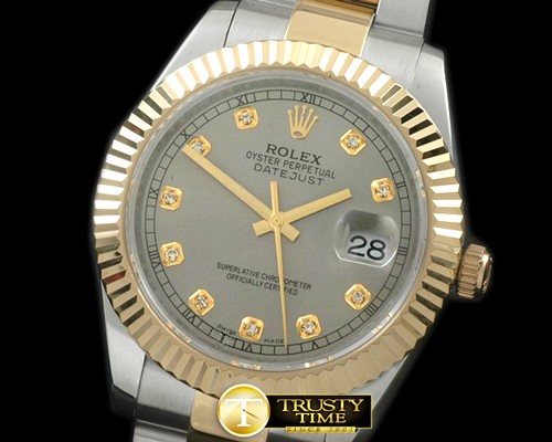 롤렉스 SS/YG Oyster Fluted Grey Diam Asian Eta 28362 -R2DJ0191E
