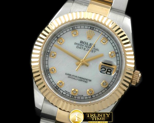롤렉스 SS/YG Oyster Fluted MWhite Diam Asian Eta 28362 -R2DJ0191H